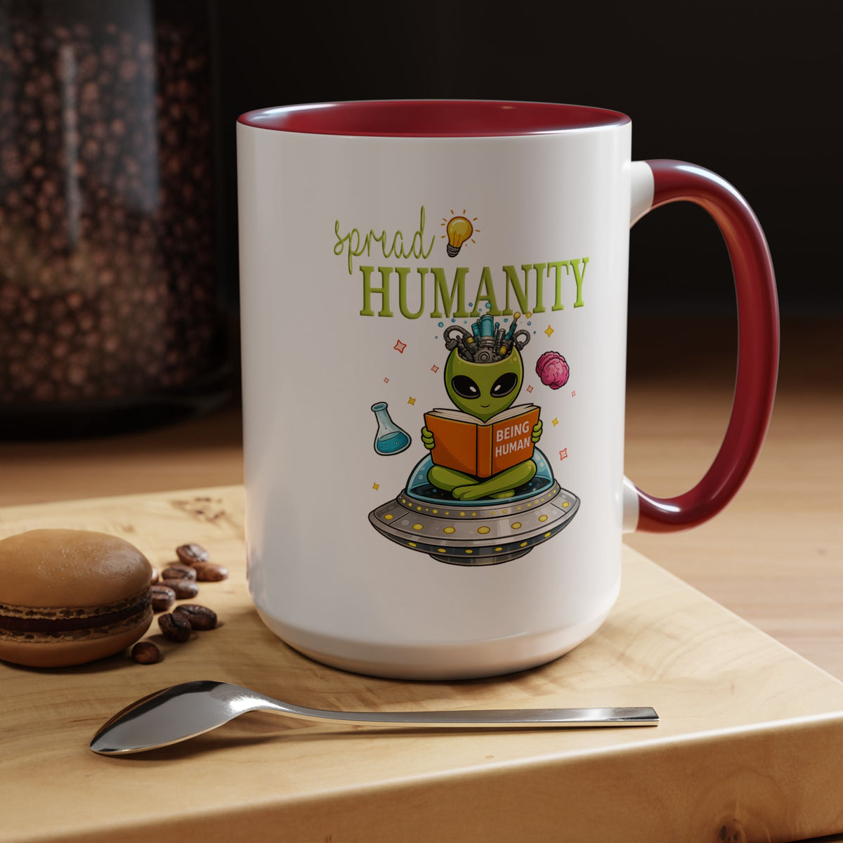 Funny Alien Mug, Being Human Is Weird Coffee Mug, Nerdy Sci-Fi Humor Cup, Alien Lover Gift
