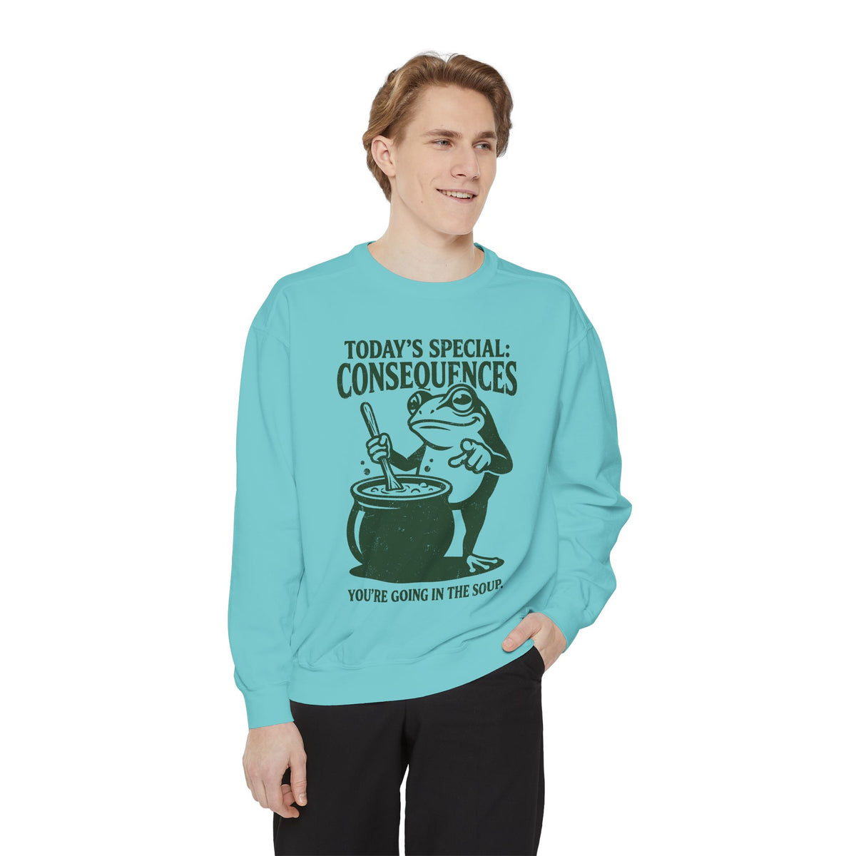Funny Frog Comfort Colors Sweatshirt, Today's Special Consequences Graphic Crewneck, Sarcastic Meme Sweatshirt Gift