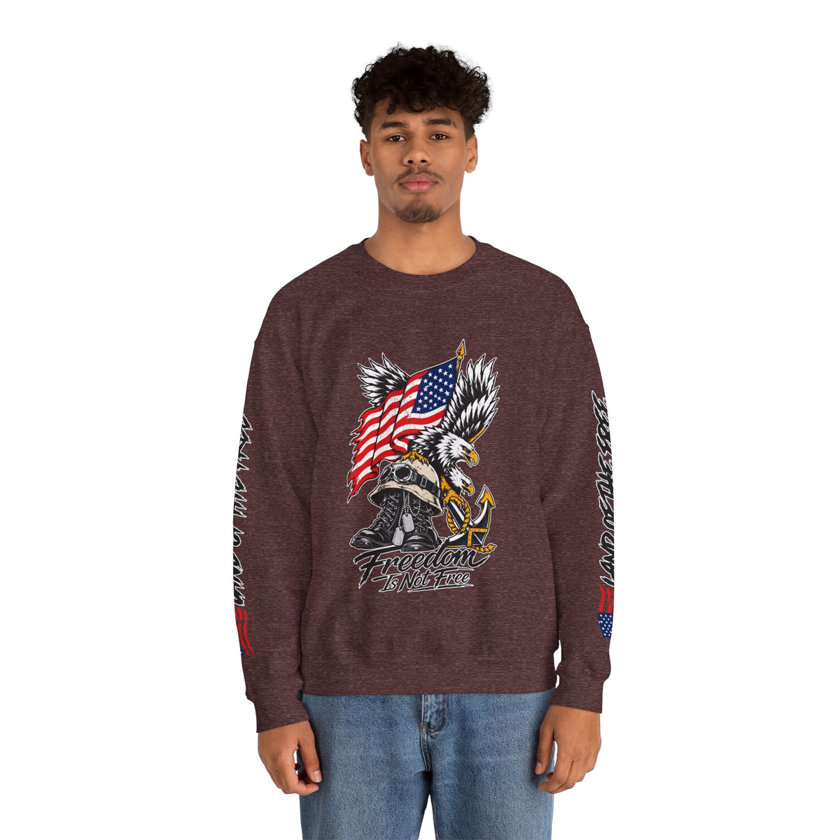 Freedom Is Not Free Sweatshirt, Patriotic Eagle Pullover, American Flag Military Style, Veterans Gift, USA Pride, Americana Clothing