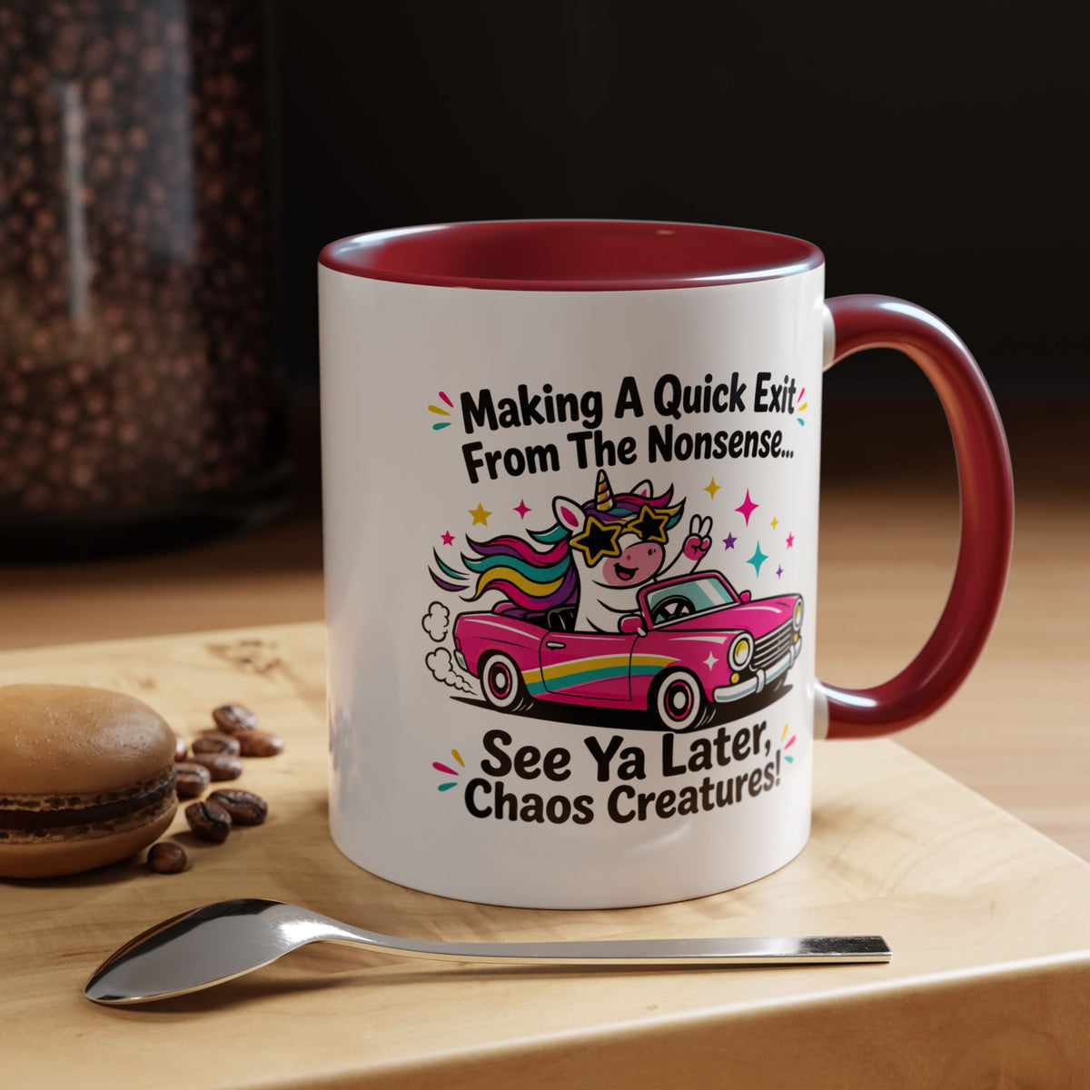Funny Unicorn Coffee Mug, Making My Quiet Exit From The Nonsense Mug, Sarcastic Unicorn Gift, Chaos Creature Coffee Cup, Funny Coworker Mug