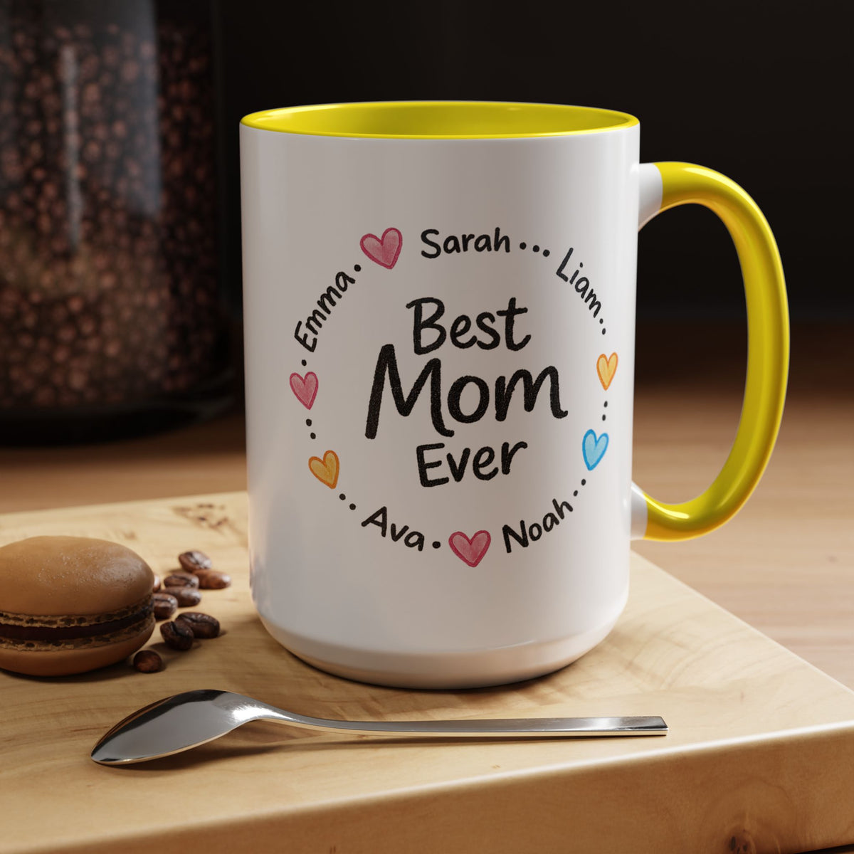 Personalized Best Mom Ever Mug, Custom Kids Names Coffee Mug, Mother's Day Gift for Mom, Grandma Gift, Family Keepsake Cup