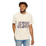 Jesus Patchwork Graphic Tee, Floral Christian Shirt, Cute Faith Based T Shirt, Vintage Coquette Religious Shirt