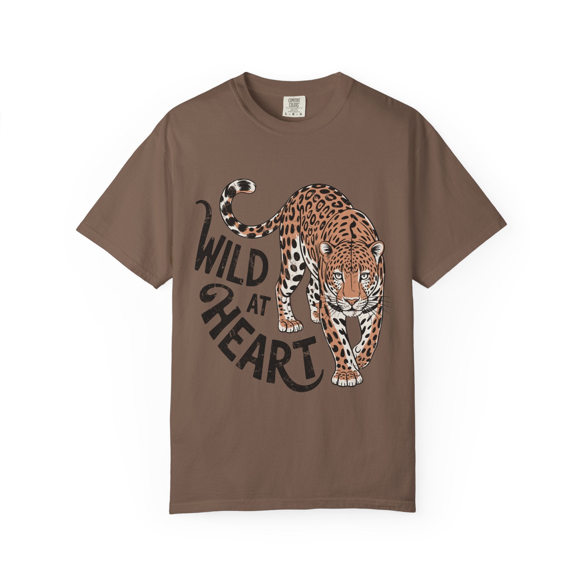 Leopard Graphic Comfort Colors Shirt, Wild At Heart Leopard Tee, Boho Animal Print Shirt, Safari Lover Gift for Women