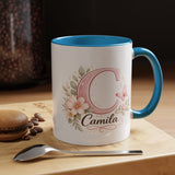 Personalized Initial Name Mug, Custom Floral Monogram Coffee Mug for Women, Butterfly Letter Cup, Birthday Gift for Her, Bridesmaid Mug