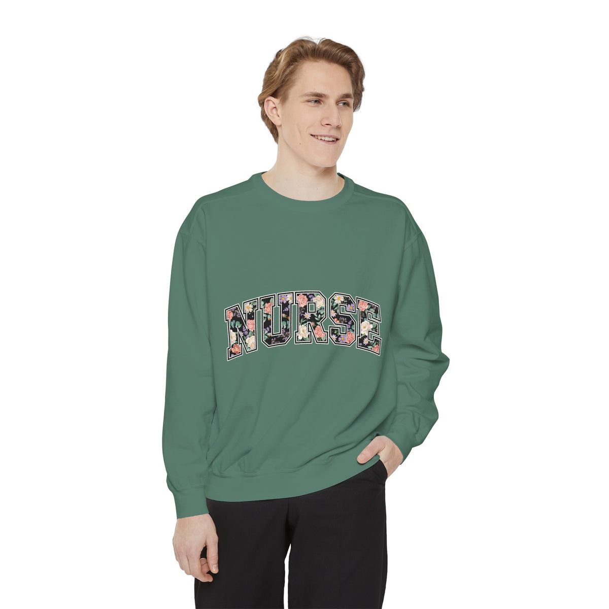 Nurse Floral Comfort Colors Sweatshirt, Nurse Appreciation Gift, Retro Varsity Nurse Crewneck, Healthcare Worker Sweatshirt
