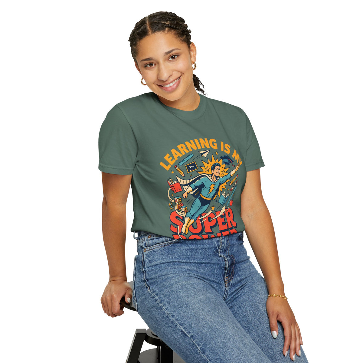 Teacher Superhero Comfort Colors Shirt, Learning Is My Super Power Tee, Teacher Appreciation Gift, Back To School Educator Shirt