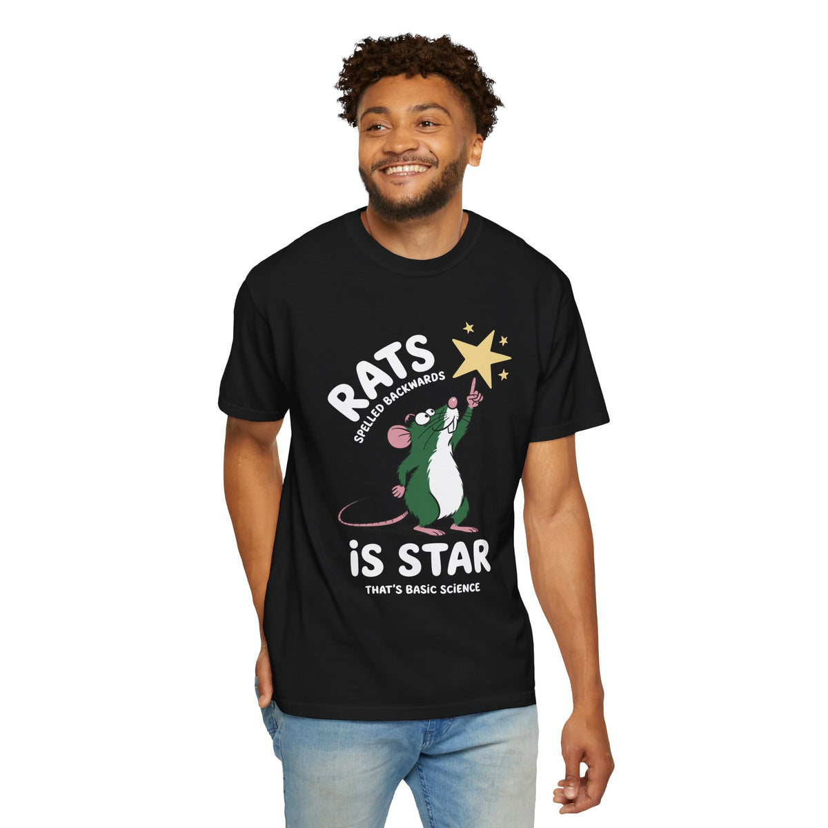 Funny Rat Shirt, Rat Is A Star Backwards Science Tee, Cute Mouse Graphic T-Shirt, Weird Humor Animal Shirt, Nerdy Joke Gift