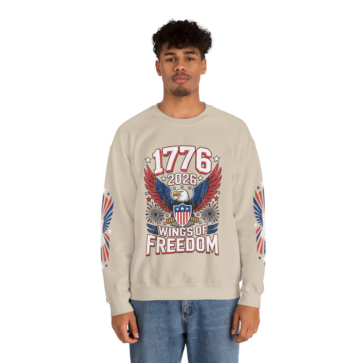 1776 Wings of Freedom Sweatshirt, Patriotic Eagle Pullover, American Flag Crewneck, USA 250th Anniversary Gift, Fourth of July Top