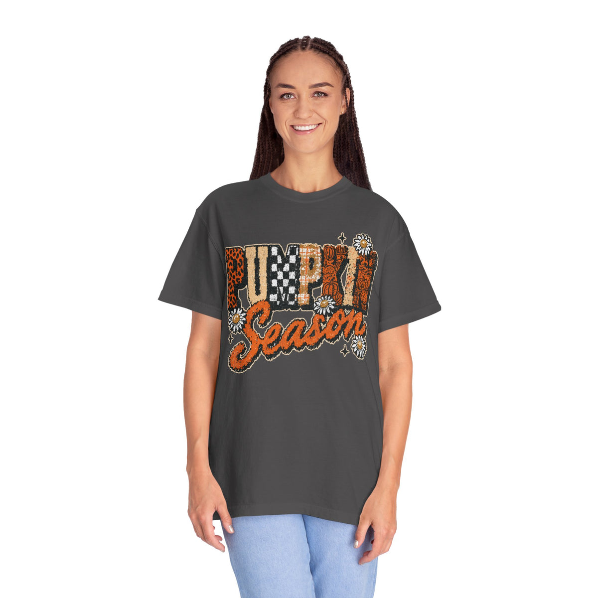 Pumpkin Season Shirt, Retro Leopard Checker Fall Graphic Tee, Cute Autumn Gift for Women, Cozy Thanksgiving October Outfit for Her