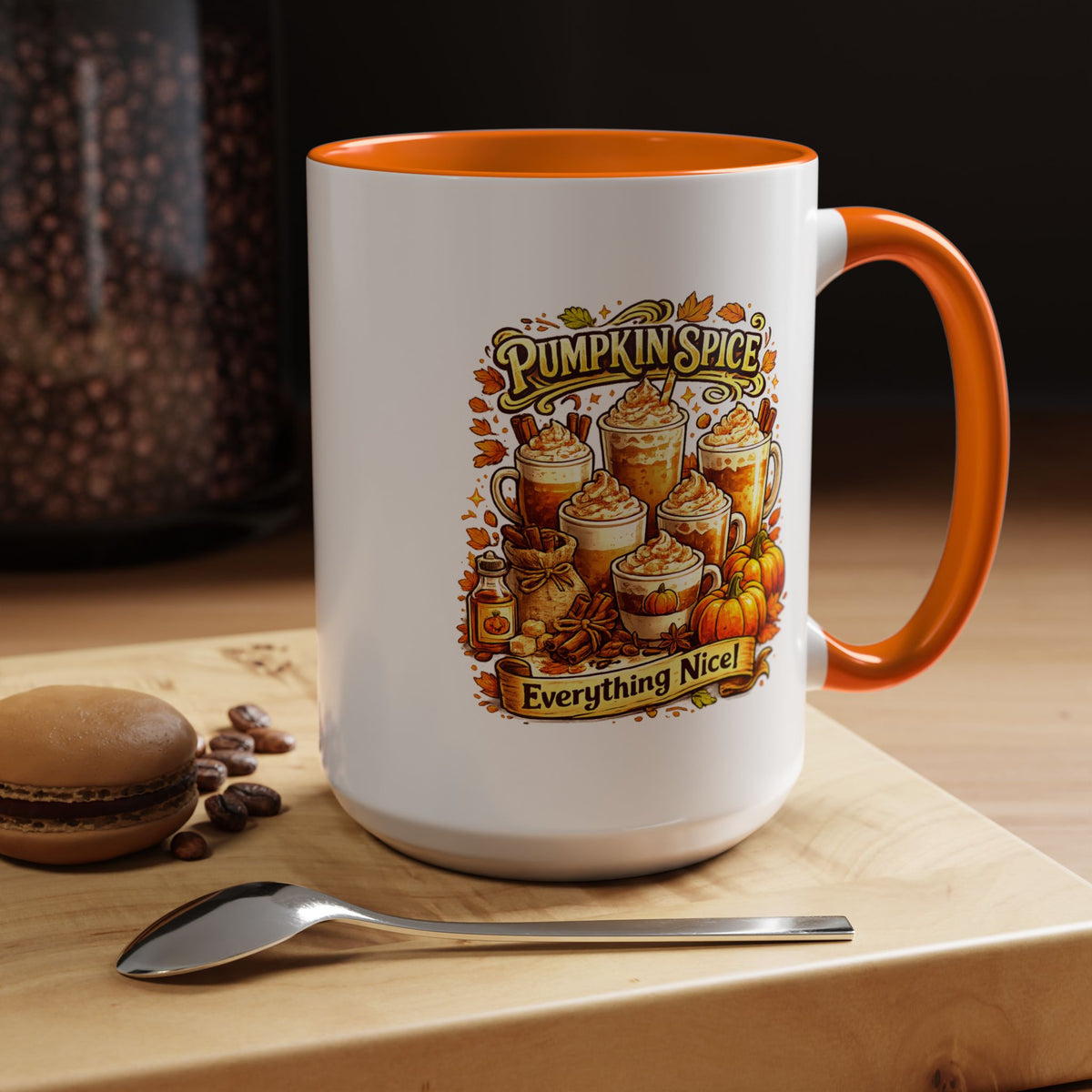 Pumpkin Spice Coffee Mug, Everything Nice Fall Cup, Autumn Latte Gift for Coffee Lover, Thanksgiving Hostess or Pumpkin Season Fan