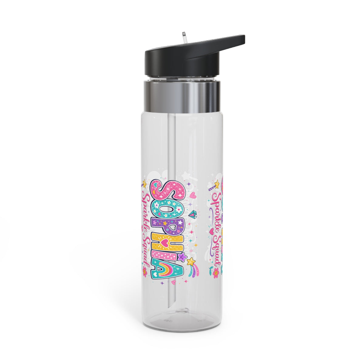 Personalized Girls Water Bottle, Custom Name Kids Gift, Cute Girl Birthday Present, Sparkle Water Bottle for Young Girls