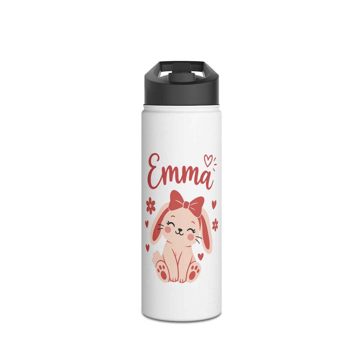 Cute Bunny Personalized Water Bottle, Custom Name Drink Bottle, Adorable School Gift, Rabbit Lover Gift, Birthday Gift, Reusable Kids Bottle
