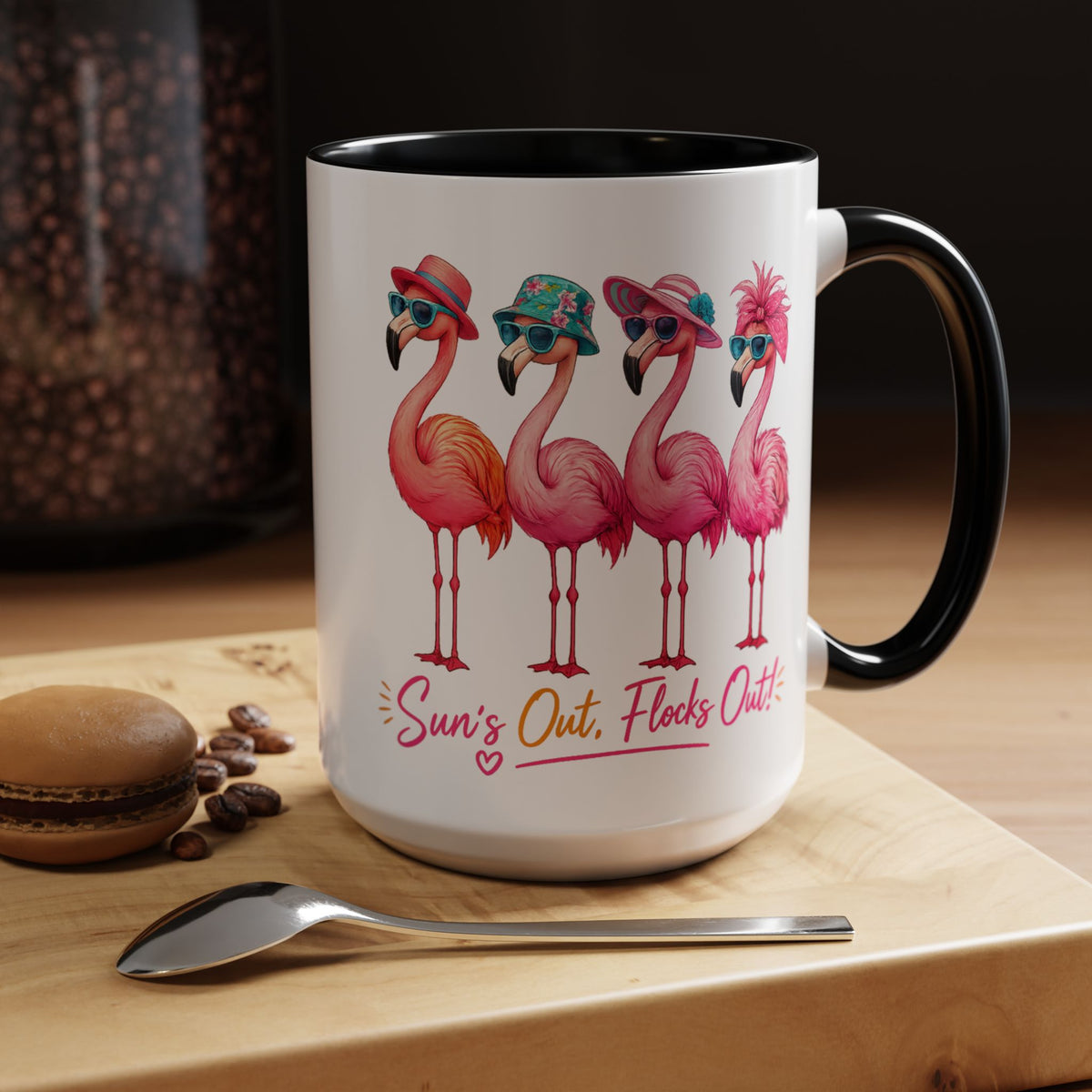 Funny Flamingo Coffee Mug, Sun's Out Flocks Out Mug, Pink Flamingo Summer Cup, Beach Lover Gift, Tropical Vacation Coffee Mug
