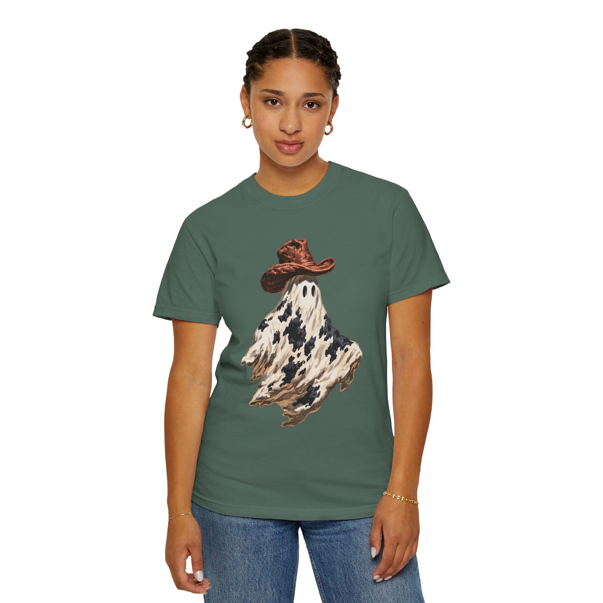 Western Ghost Halloween Shirt, Cowboy Hat Spooky Graphic Tee, Cute Vintage Fall Gift for Cowgirl, Country October Outfit for Women