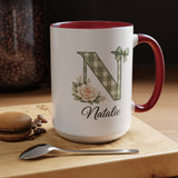Personalized Monogram Mug with Custom Name, Floral Initial Coffee Mug for Women, Custom Letter Cup, Birthday Gift for Her, Bridesmaid Gift