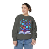 Book Lover Floral Sweatshirt, Open Book and Wildflower Crewneck, Reader Librarian Gift, Cozy Literary Pullover for Women and Teachers