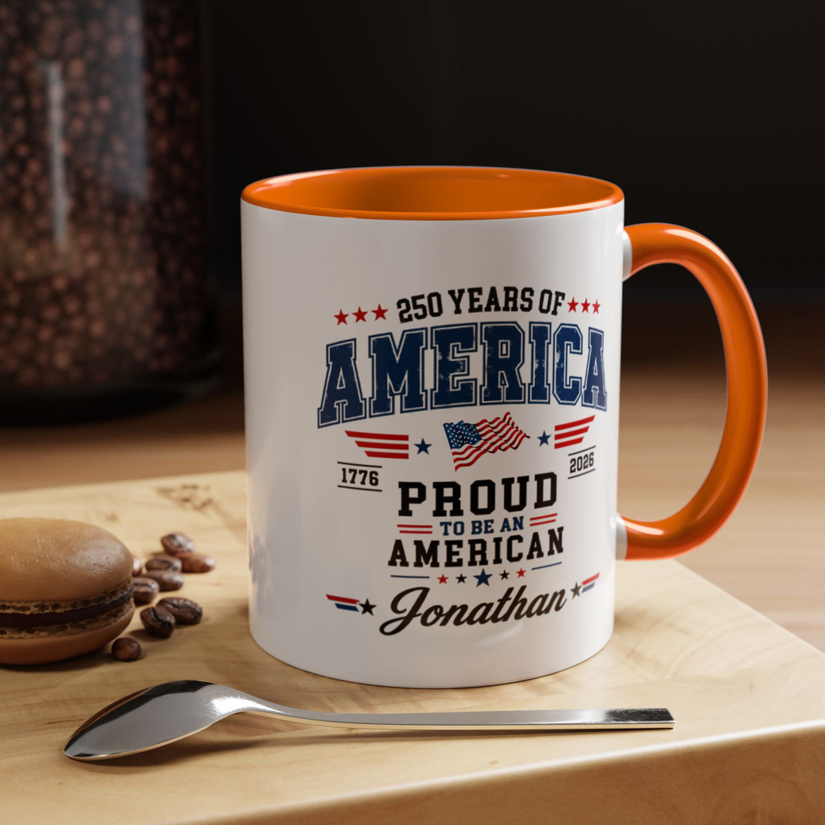 America 250th Coffee Mug with Flag, Semiquincentennial Gift for History Buffs, 1776 to 2026 Patriotic Ceramic Tea Cup