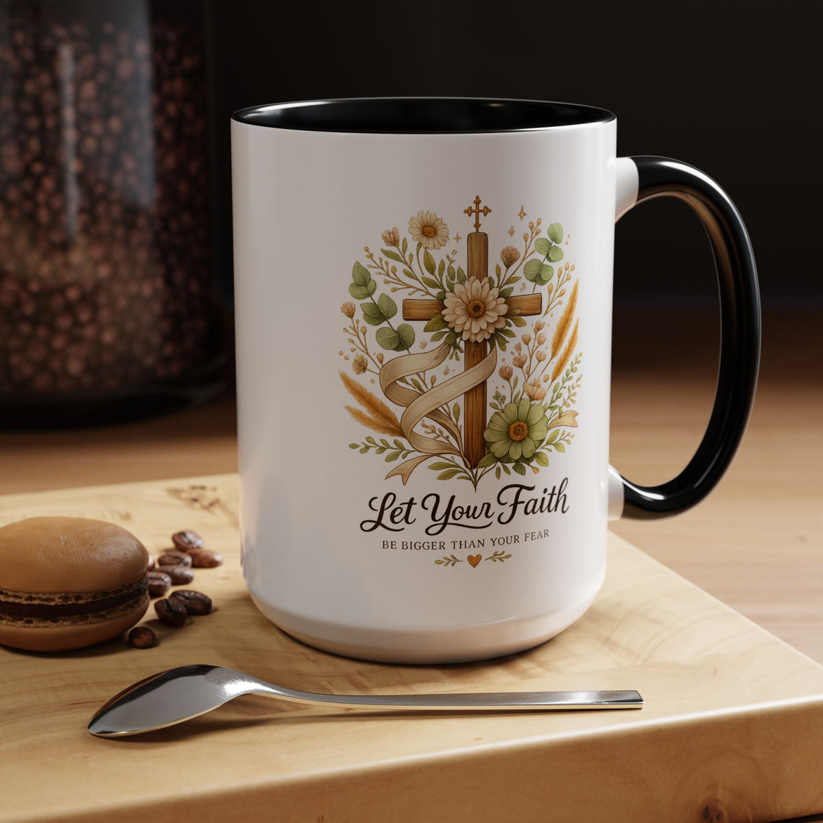 Christian Faith Inspirational Mug, Let Your Faith Be Bigger Than Your Fear Coffee Mug, Religious Gift for Women, Prayer Mug