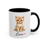 Personalized Cat Lover Mug, Custom Cat Name Coffee Mug, Cute Kitten Mug Gift for Cat Moms, Pet Lover Keepsake Cup
