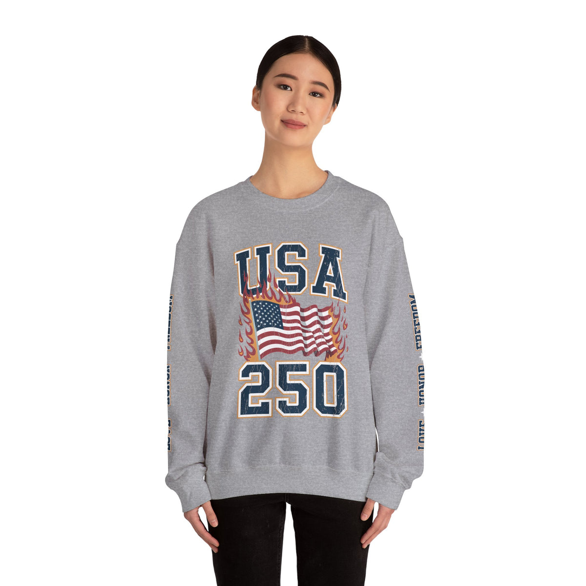 USA 250 Sweatshirt, American Flag Crewneck, Patriotic Pullover, USA 250th Anniversary Gift, Fourth of July Shirt, Americana Top