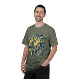 Celestial Sun Graphic Shirt, Blue and Gold Cosmic T-Shirt, Mystical Night Sky Tee, Astrology Gift for Stargazers and Dreamers, Gift Idea