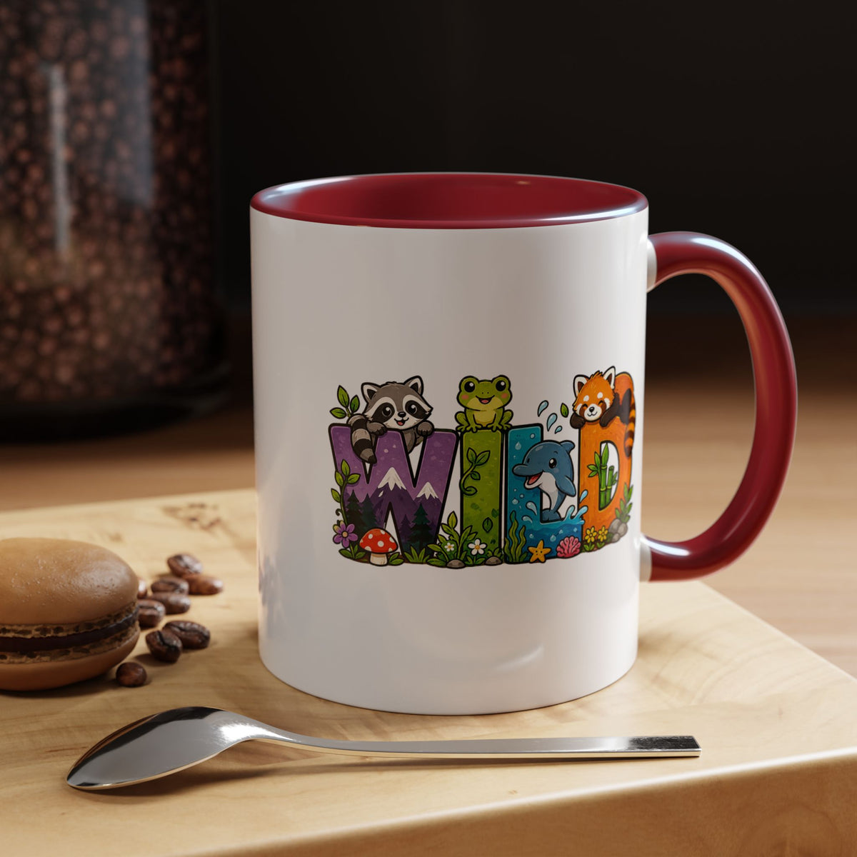 Wild Animal Mug, Colorful Nature Coffee Cup, Cute Wildlife Lover Gift for Kids, Zoo Teacher Classroom Drinkware, Birthday Present for Kids