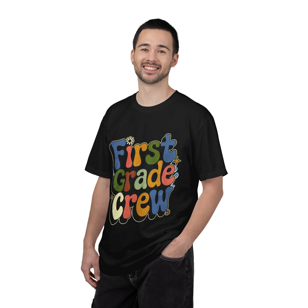 First Grade Crew T-Shirt, Retro Teacher Team Graphic Tee, Elementary School Staff Gift, First Day Classroom Outfit, Grade One Shirt