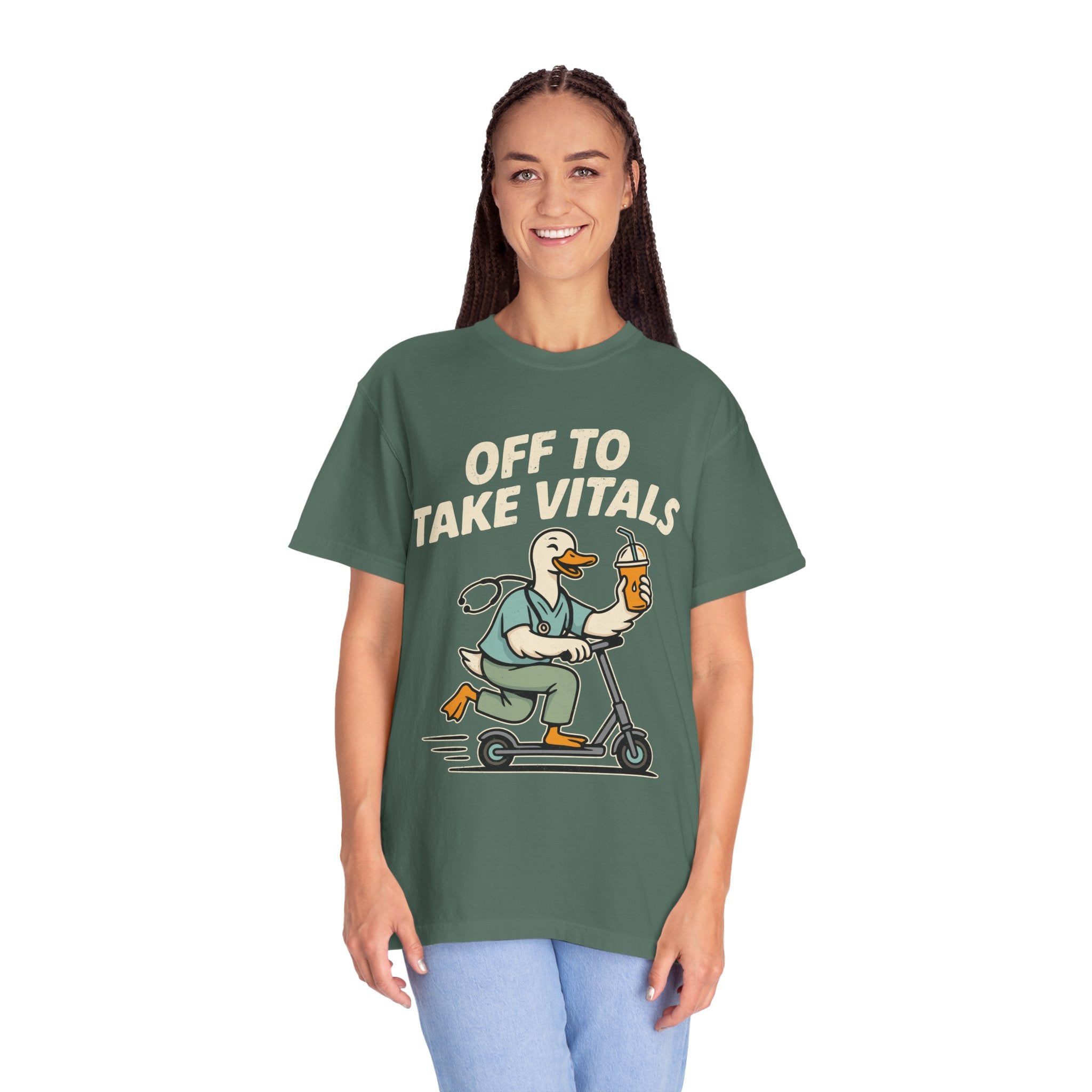 Funny Off To Take Vitals Comfort Colors Shirt, Duck Healthcare Worker Tee, Medical Humor Graphic T Shirt, Clinic Staff Gift