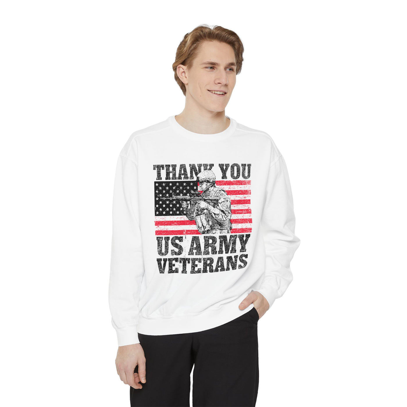 Thank You US Army Veterans Sweatshirt, Patriotic Soldier Crewneck, Military Appreciation Gift, American Flag Pullover for Veterans Day