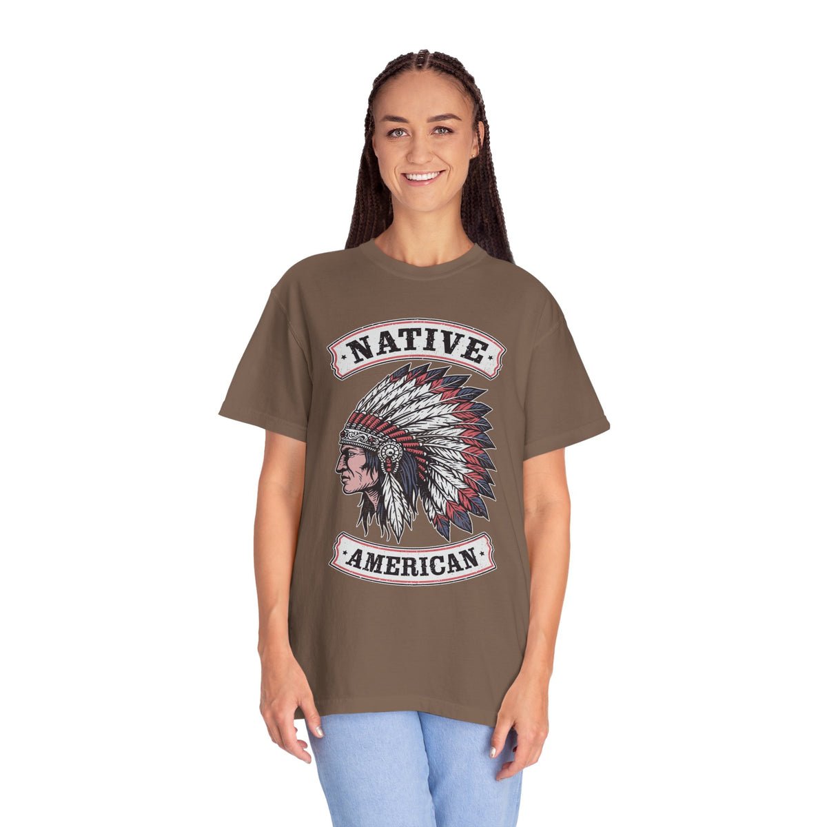 Native American Headdress Shirt, Patriotic USA Graphic Tee, Vintage American Eagle Style, Western Americana Gift, Fourth of July Shirt