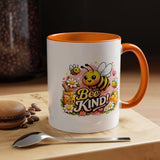 Bee Kind Coffee Mug, Cute Bumblebee Floral Black Accent Cup, Sweet Positive Kindness Gift for Bee Lover, Teacher, Friend or Gardener