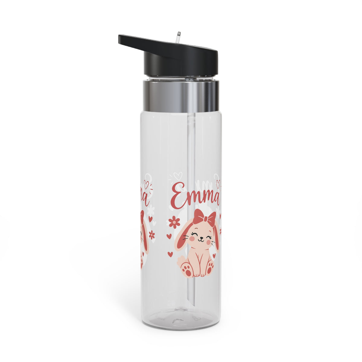 Cute Bunny Personalized Water Bottle, Custom Name Drink Bottle, Adorable School Gift, Rabbit Lover Gift, Birthday Gift, Reusable Kids Bottle
