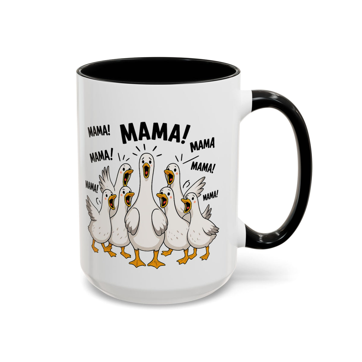 Funny Loud Ducks Mama Coffee Mug, Cute Mother's Day Gift from Kids, Sarcastic Chaos Mom Ceramic Tea Cup with Black Handle