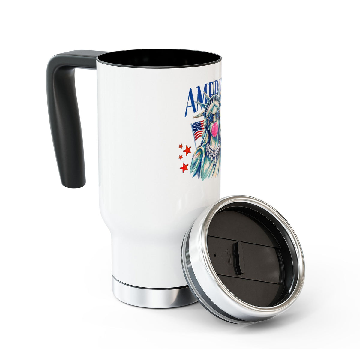 Patriotic Statue of Liberty Travel Mug, Stainless Steel Coffee Cup, Lady Liberty Gift for Women, 4th of July Gift, USA Drinkware