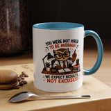 Funny Motivational Office Mug, Results Not Excuses Coffee Cup, Tough Love Gift for Employee, Coworker, Boss or Entrepreneur, Workplace Humor