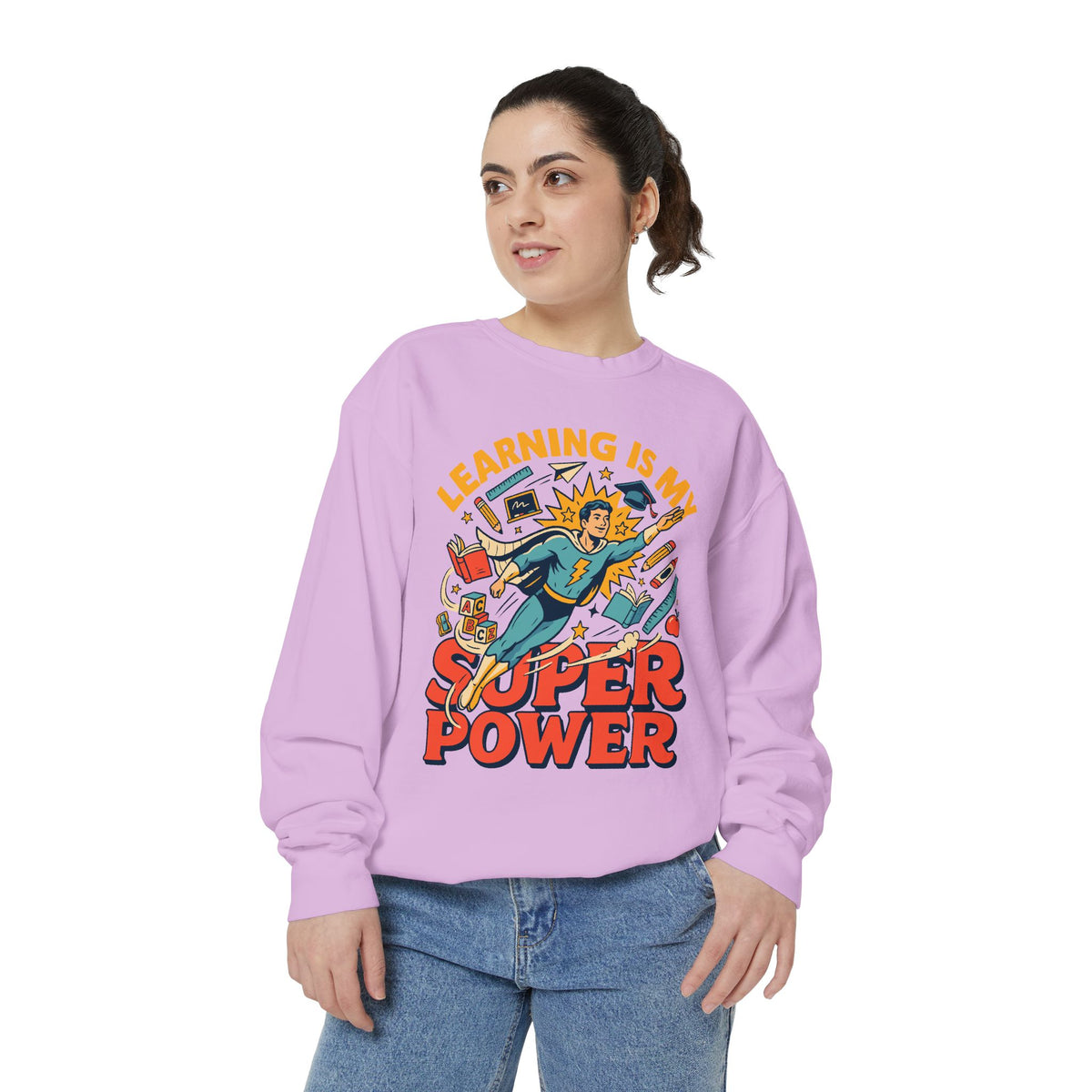 Teacher Superpower Comfort Colors Sweatshirt, Learning Is My Superpower Sweatshirt, Teacher Appreciation Gift, Back To School Crewneck