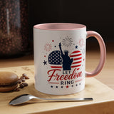 Let Freedom Ring Patriotic Coffee Mug, Statue of Liberty Fourth of July Mug, American Flag Coffee Cup, USA Pride Gift, Independence Day Mug