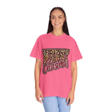 Merry Christmas Leopard Print Shirt, Trendy Holiday T-Shirt, Cheetah Lettering Xmas Tee, Festive Gift for Women, Mom, Teacher or Friend