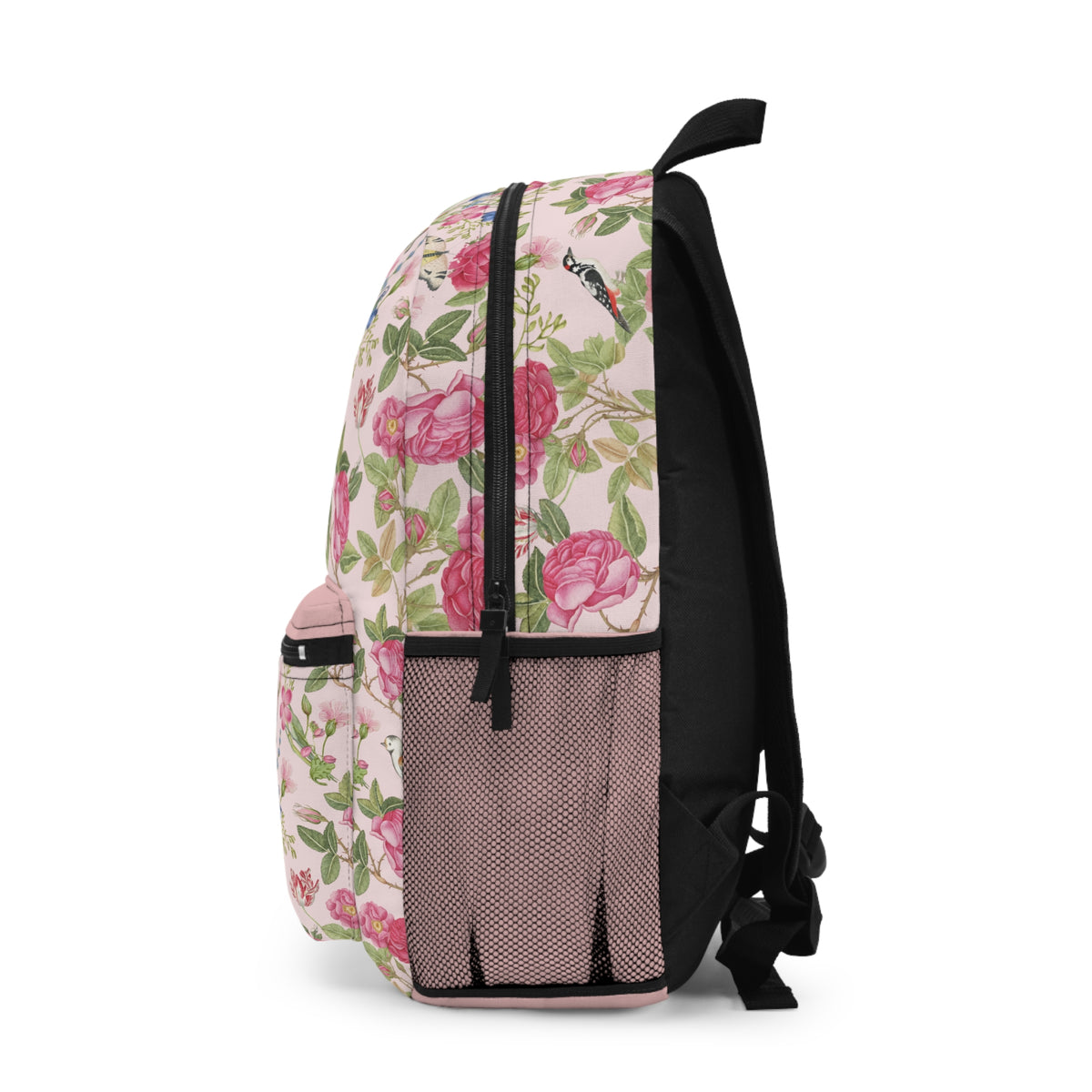 Personalized Floral Kids Backpack, Custom Name Girls School Bag, Pink Flower and Bird Backpack, Back to School Book Bag, Girls Gift