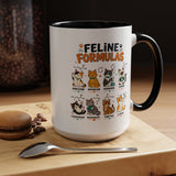 Funny Cat Science Coffee Mug, Feline Formulas Cat Lover Mug, Chemistry Cat Gift, Nerdy Cat Mom Cup for Scientists & Students