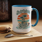 Christian Beach Lover Coffee Mug, Salt Water and God's Grace Mug, Coastal Faith Gift, Religious Ocean Lover Cup, Christian Gift