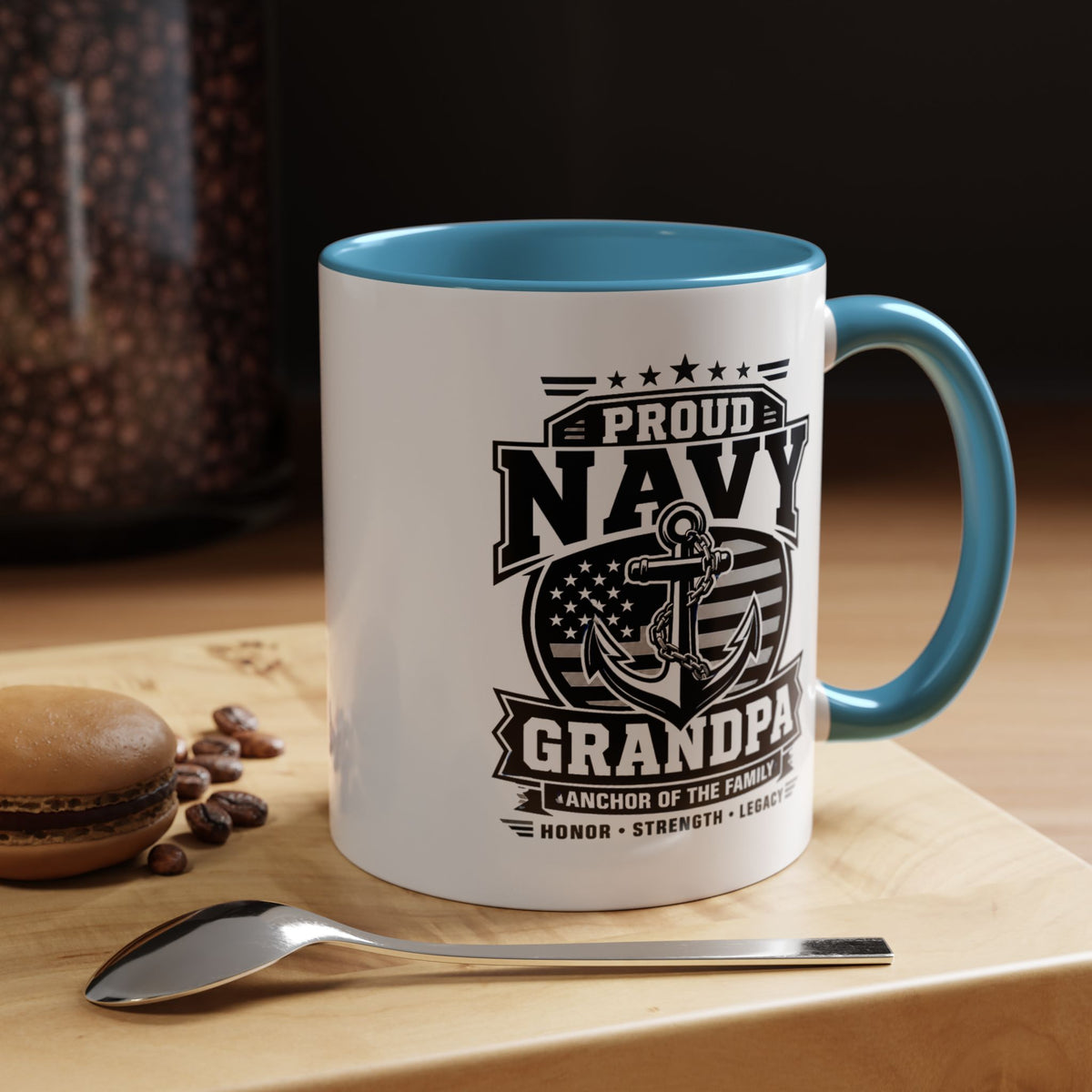 Proud Navy Grandpa Mug, US Navy Veteran Coffee Cup, Patriotic Military Grandfather Gift, Anchor of the Family Birthday Present