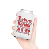 Love for All Can Cooler, Retro Pixel Heart Drink Sleeve, LGBTQ Pride Gift, Cute Summer Party Favor, Inclusive Gift for Friends