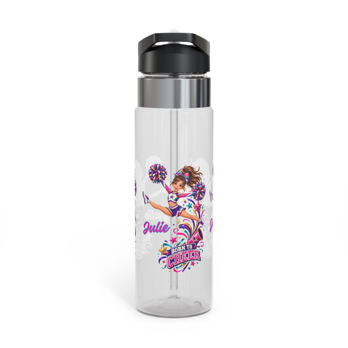 Personalized Cheerleader Water Bottle for Girls, Custom Name 20oz Kids Cheer Bottle, BPA-Free Tritan School & Sports Bottle, Cheer Gift for Girls