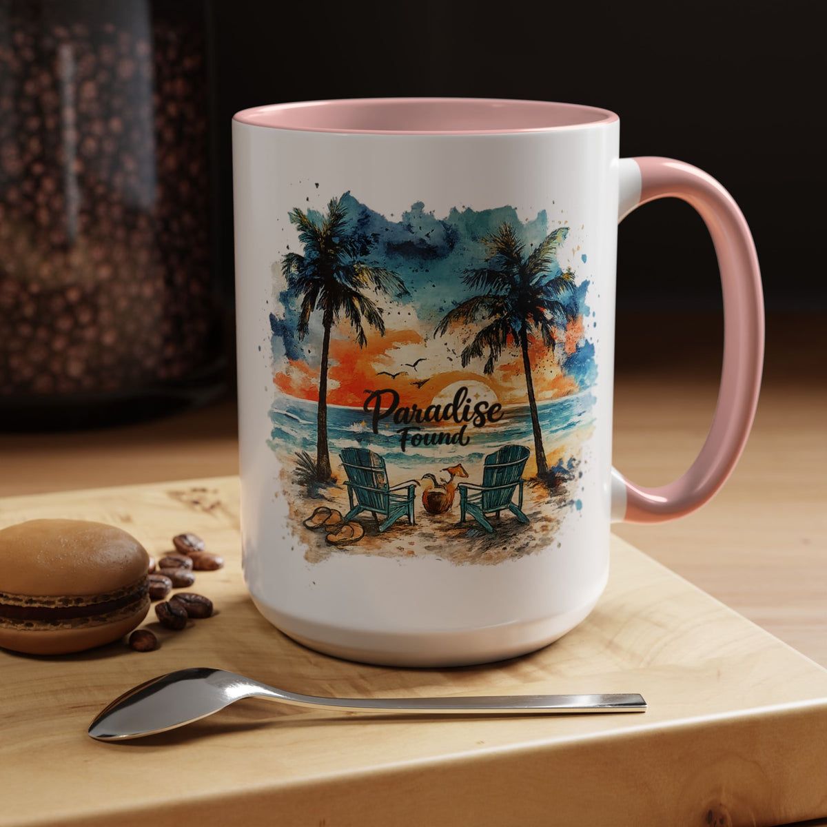 Tropical Beach Paradise Coffee Mug, Coastal Vacation Mug, Paradise Found Beach Lover Gift, Ocean Sunset Coffee Cup, Island Life Mug
