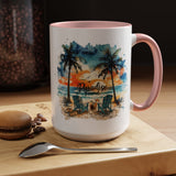 Tropical Beach Paradise Coffee Mug, Coastal Vacation Mug, Paradise Found Beach Lover Gift, Ocean Sunset Coffee Cup, Island Life Mug