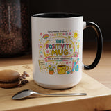 The Positivity Mug, Funny Sarcastic Office Gag Gift for Coworkers, Bright Doodle Aesthetic Motivational Coffee Cup with Orange Handle
