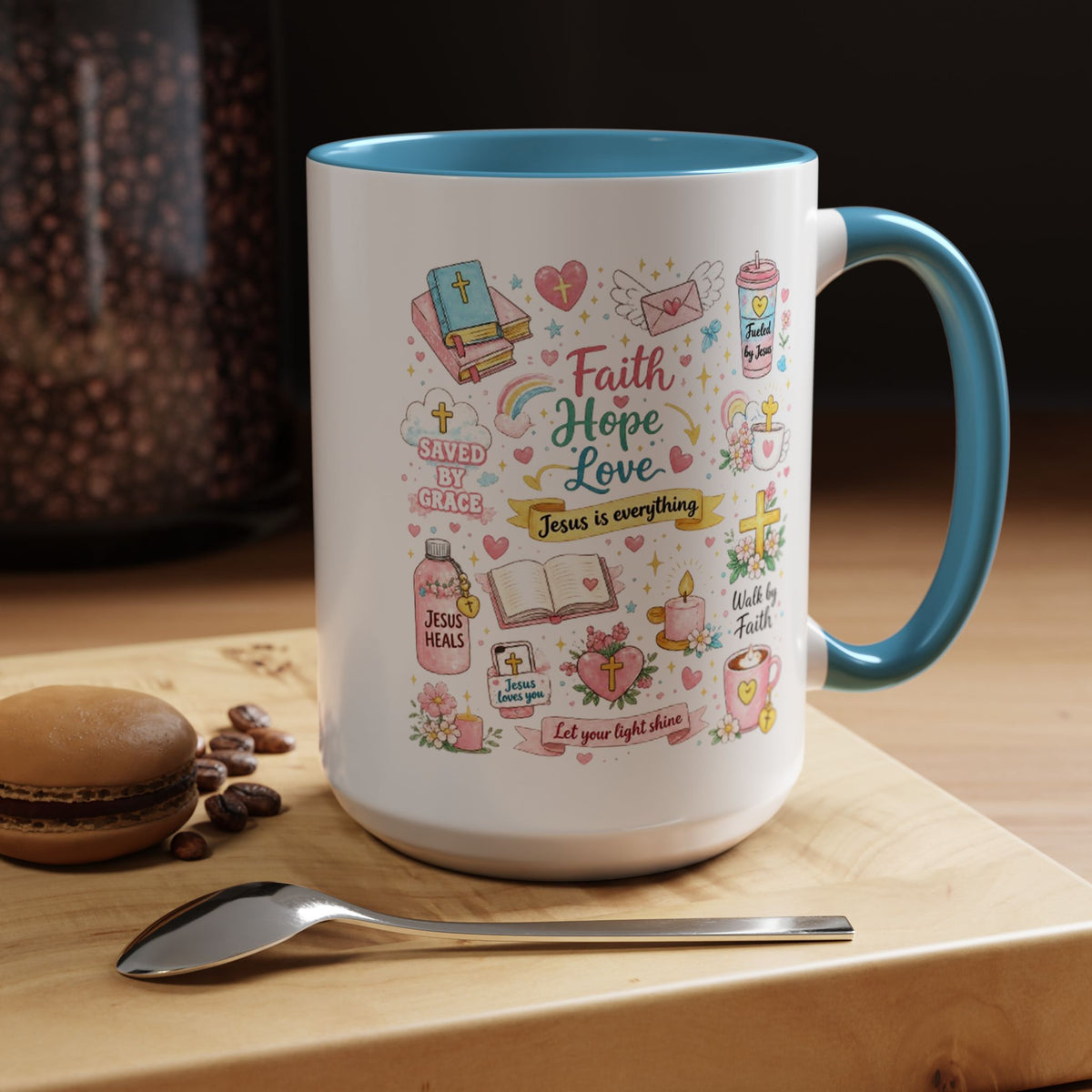 Christian Faith Hope Love Mug, Inspirational Bible Verse Coffee Mug, Jesus Is Everything Gift, Religious Mug for Women