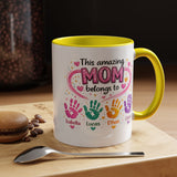 Personalized Mom Handprint Mug, Custom Mother's Day Coffee Mug, Gift from Kids for Mom, Grandma Mug with Children's Names