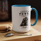Full Armor of God Coffee Mug with Name, Personalized Christian Knight Gift for Men, Inspirational Scripture Ceramic Tea Cup, Religious Faith Present